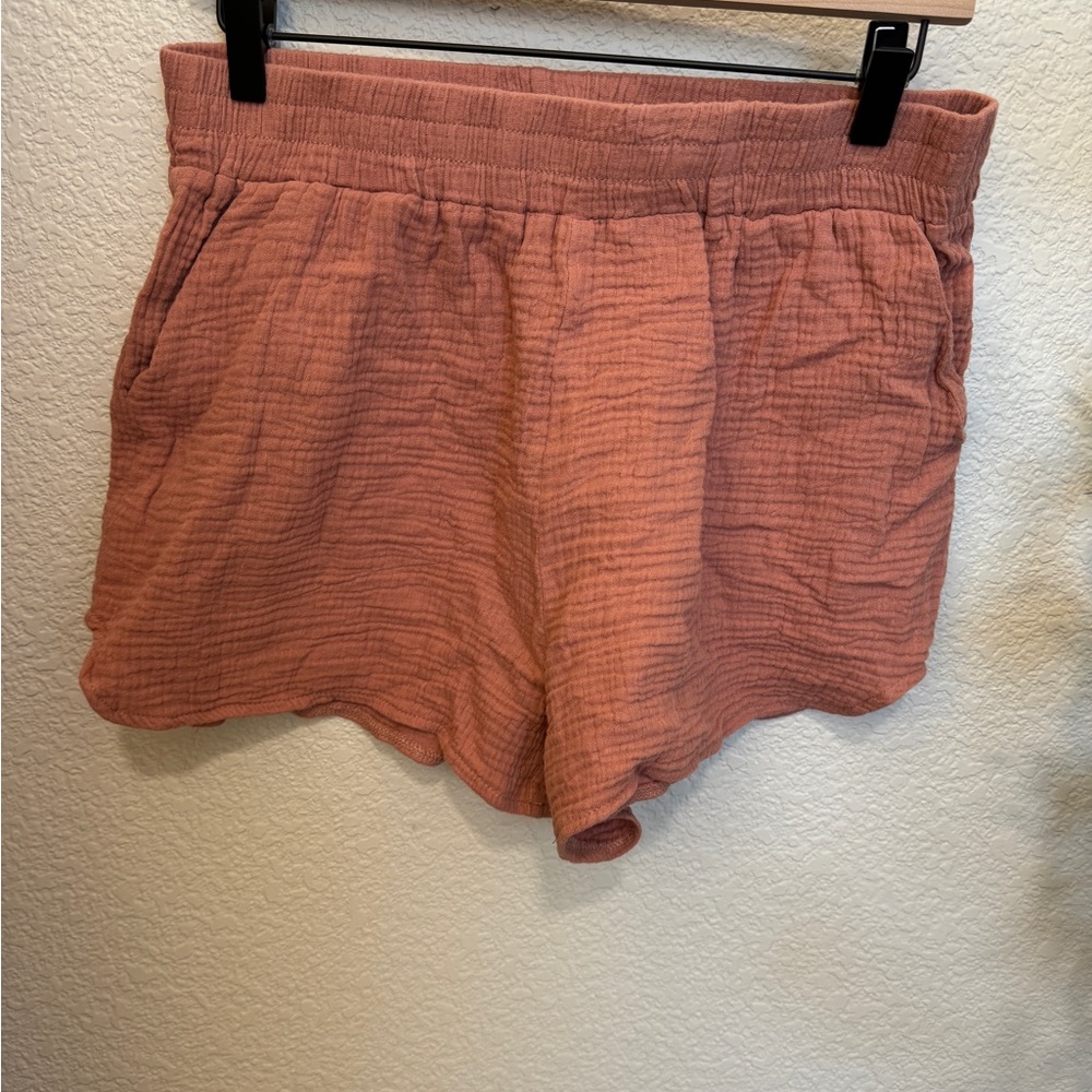💙 Pink Lily Let Me Adore You Cotton Gauze Shorts Terracotta XL